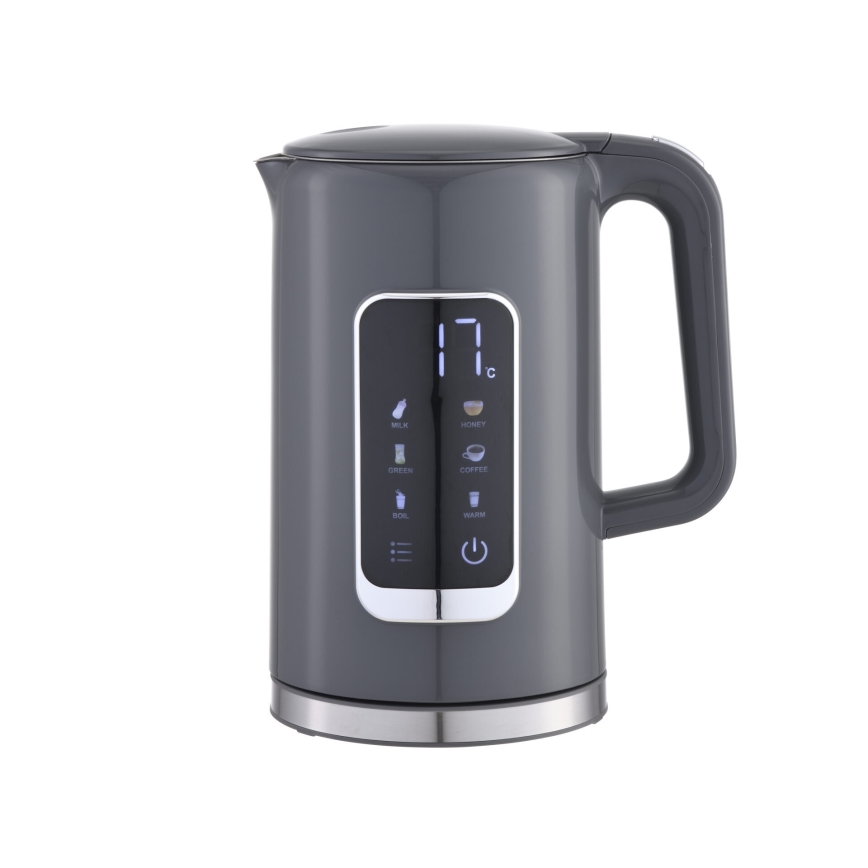 Rýchlovarná kanvica s LCD displejom 1,7 l 2200W/230V šedá + cestovný hrnček 450 ml