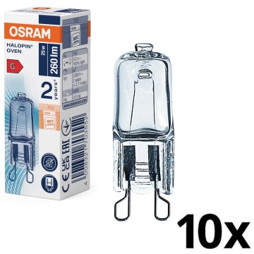 SADA 10 ks žiaroviek do rúry HALOPIN G9/25W/230V 2700K - Osram