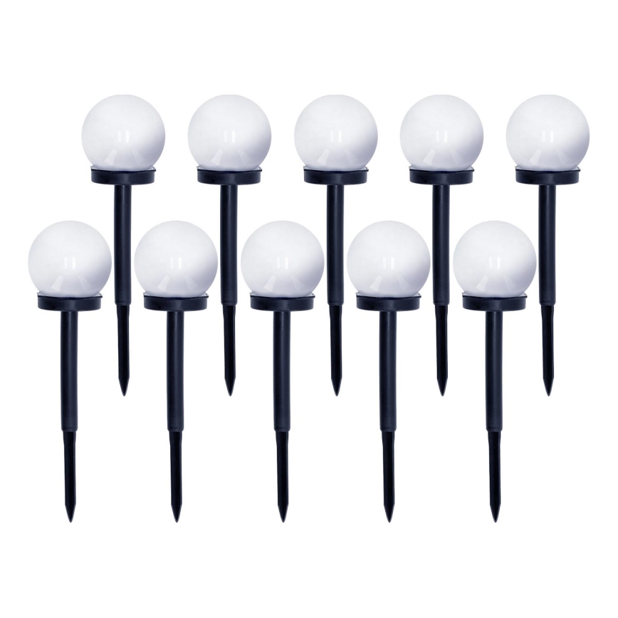 SADA 10x LED Solárna lampa LED/0,12W/1,2V 6500K IP44 40 mAh čierna/biela
