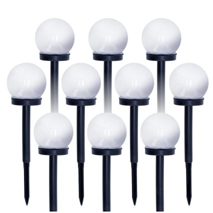 SADA 10x LED Solárna lampa LED/0,12W/1,2V 6500K IP44 40 mAh čierna/biela
