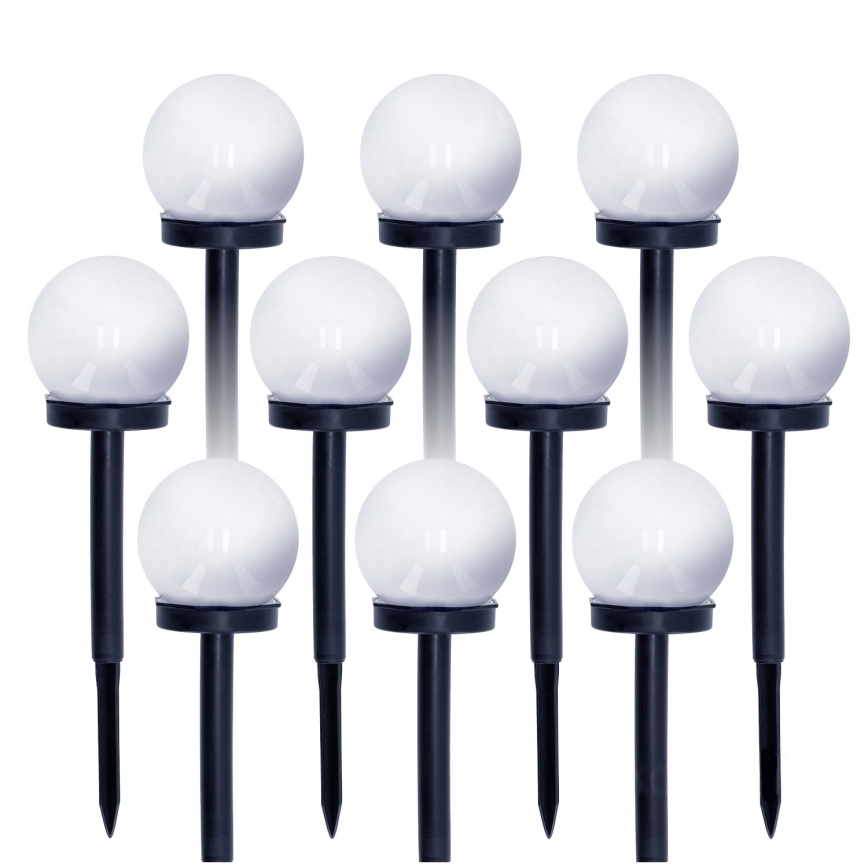 SADA 10x LED Solárna lampa LED/0,12W/1,2V 6500K IP44 40 mAh čierna/biela
