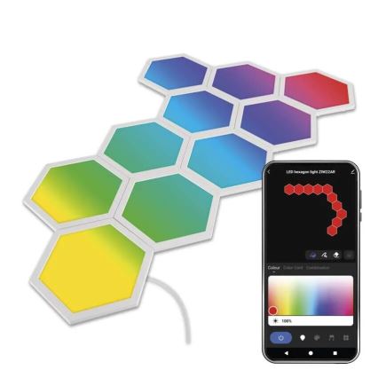 SADA 10x RGBIC Stmievateľný panel LED/1,9W/230V Wi-Fi Tuya
