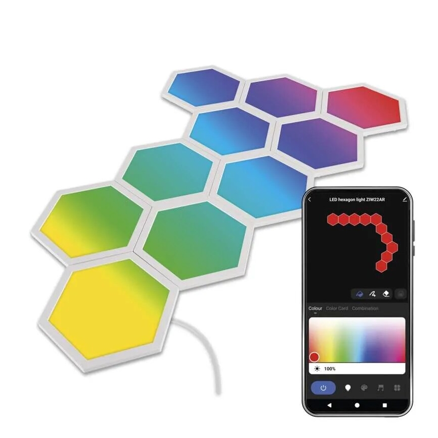 SADA 10x RGBIC Stmievateľný panel LED/1,9W/230V Wi-Fi Tuya