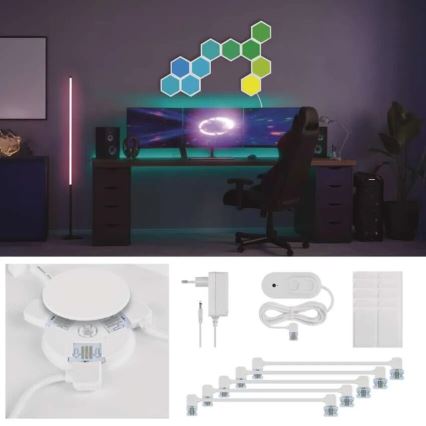 SADA 10x RGBIC Stmievateľný panel LED/1,9W/230V Wi-Fi Tuya