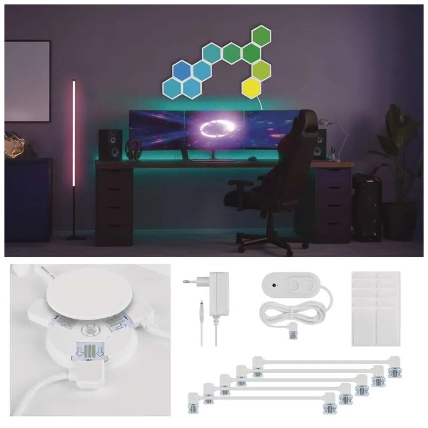 SADA 10x RGBIC Stmievateľný panel LED/1,9W/230V Wi-Fi Tuya