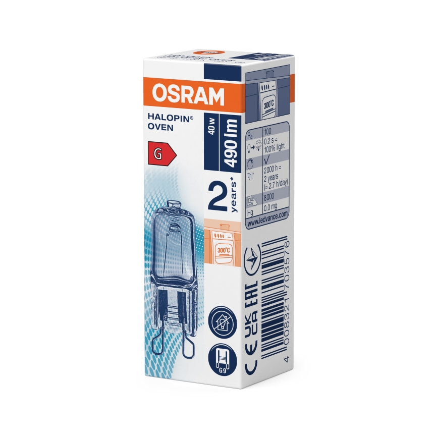 SADA 10x Žiaroviek do rúry HALOPIN G9/40W/230V 2700K - Osram