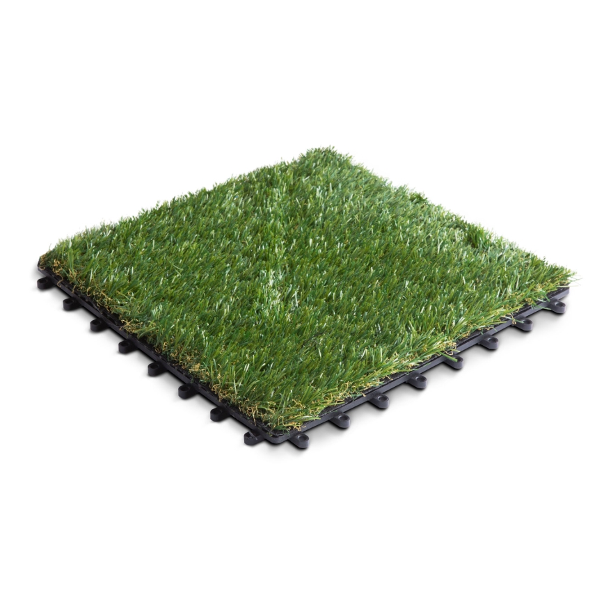 Sada 11 ks umelého trávnika 30x30 cm, výška vlákna 20 mm, zelená