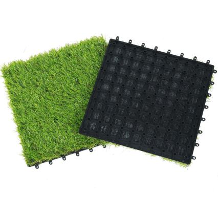 Sada 11 ks umelého trávnika 30x30 cm, výška vlákna 20 mm, zelená