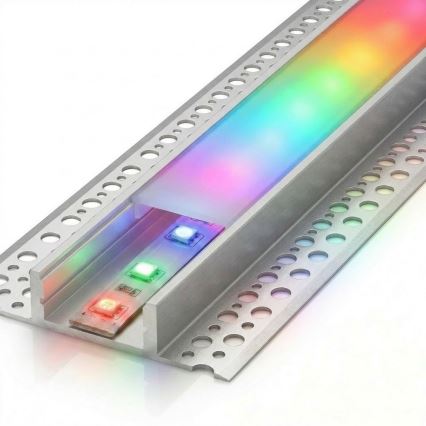 SADA 1x LED RGBW stmievateľný pásik DIGITAL LED/16,5W/230V 5 m + 5x zapustený profil 1 m strieborná/biela + diaľkové ovládanie
