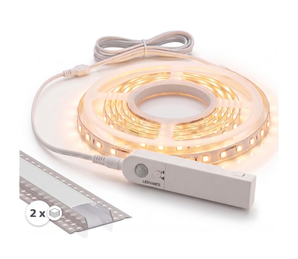 SmartLED SADA 1x LED pás so senzorom FLEX LED/3,6W/4xAA 2 m + 2x vstavané profily 1 m 2xSD0107+1xP227986