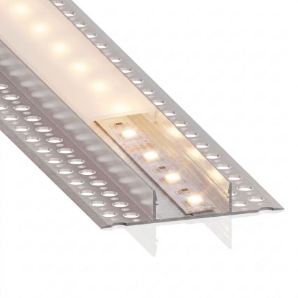 SADA 1x LED pás s pohybovým senzorom FLEX LED/3,6W/4xAA 2 m + 2x zabudovateľný profil 1 m strieborná/biela