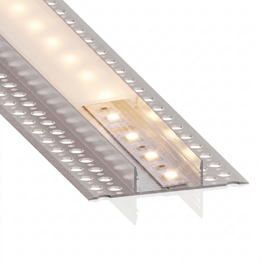 SADA 1x LED pás s pohybovým senzorom FLEX LED/3,6W/4xAA 2 m + 2x zabudovateľný profil 1 m strieborná/biela