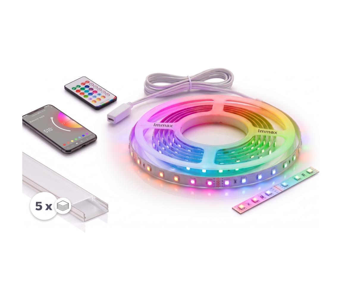 SmartLED SADA 1x LED RGBW pás NEO LITE LED/24W/230V 5 m IP65 Wi-Fi + 5x profil 1 m + diaľkové ovládanie 5xSD0103+1xIM0834