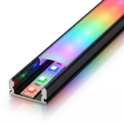 SADA 1x LED RGBW stmievateľný pás DIGITAL LED/9,6W/230V 3 m + 3x zapustený profil 1 m čierna/biela + diaľkové ovládanie