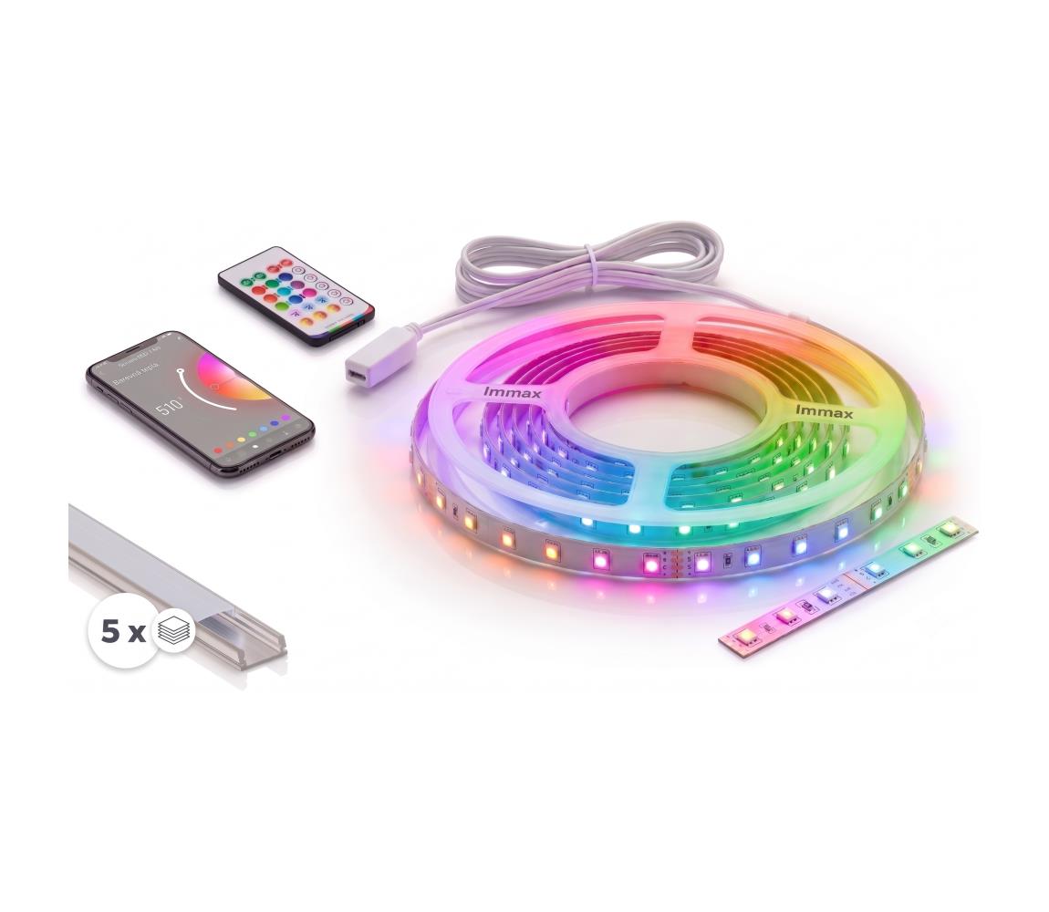 SmartLED SADA 1x LED RGBW pásik NEO LITE LED/24W/230V 5 m IP65 Wi-Fi + 5x profil 1 m + diaľkový ovládač 5xSD0028+1xIM0834