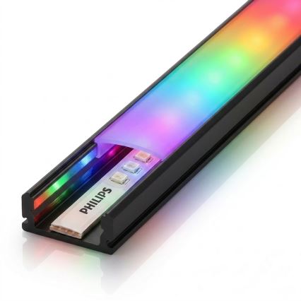 SADA 1x stmievateľný LED RGBW pás Philips Hue WHITE AND COLOR AMBIANCE LED/20W/230V 2 m + 2x vstavané profily 1 m čierna/biela