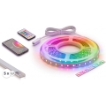 SADA 1x stmievateľný LED pás RGBW NEO LITE MUSIC LED/24W/230V 5 m IP65 Wi-Fi Tuya + 5x vstavaný profil 1 m strieborný/biely + diaľkové ovládanie