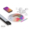 SADA 1x stmievateľný LED RGBW pás Philips Hue WHITE AND COLOR AMBIANCE LED/20W/230V 2 m + 2x vstavané profily 1 m čierna/biela