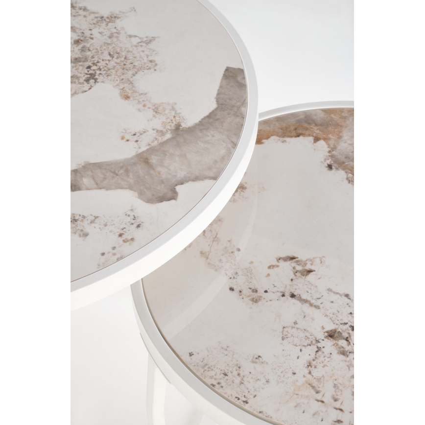 Sada 2 ks konferenčných stolíkov AURORO, béžová/biela