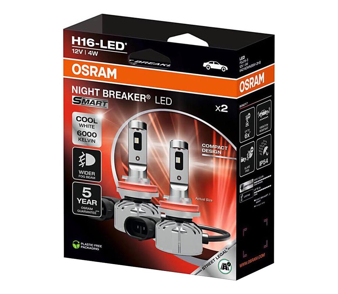 Sada 2 ks LED autožiaroviek NIGHT BREAKER SMART H16 PGJ19-3/4W/12V 6000K - Osram 64219DWNBSM-2HB