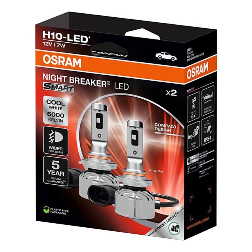 SADA 2 ks LED autožiarovky NIGHT BREAKER SMART H10 PY20d/7W/12V 6000K - Osram