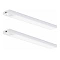 Sada 2 ks LED nabíjateľné osvetlenie nábytku so senzorom pohybu a súmraku VIRO LED/1,2W/3,7V 800 mAh 3000/4000/6500K 30 cm biela