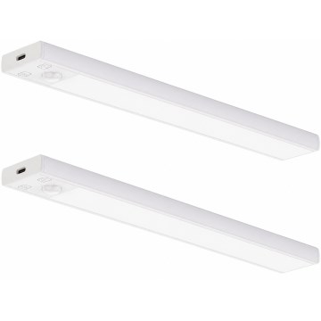 Sada 2 ks nabíjateľného LED osvetlenia do nábytku s pohybovým a súmrakovým senzorom VIRO LED/1,2W/3,7V 800 mAh 3000/4000/6500K 30 cm biela