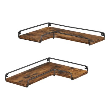 Sada 2 ks nástenných políc SHELFY 40x10x29 cm hnedá/čierna