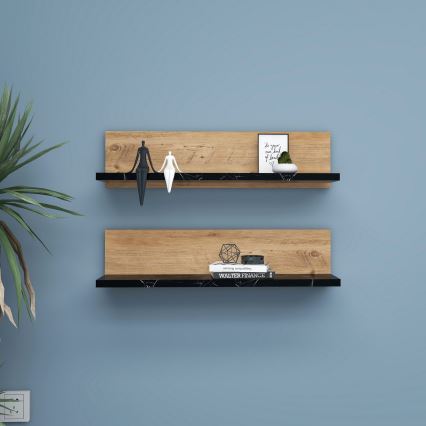 Sada 2 kusov políc SHELFIE, borovica/čierna