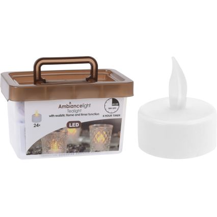 SADA 24x LED vianočných dekorácií LED/1xCR2032 3,8 cm teplá biela sviečka