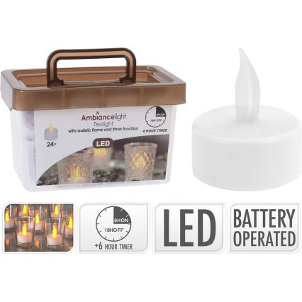 SADA 24x LED vianočných dekorácií LED/1xCR2032 3,8 cm teplá biela sviečka