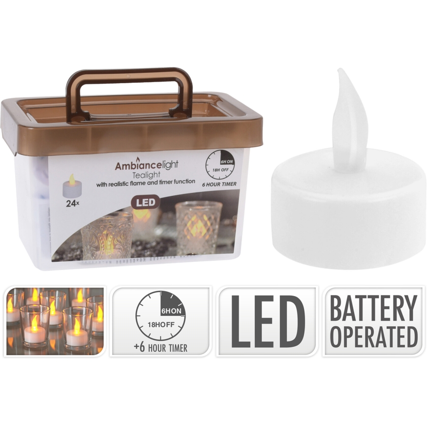 SADA 24x LED vianočných dekorácií LED/1xCR2032 3,8 cm teplá biela sviečka