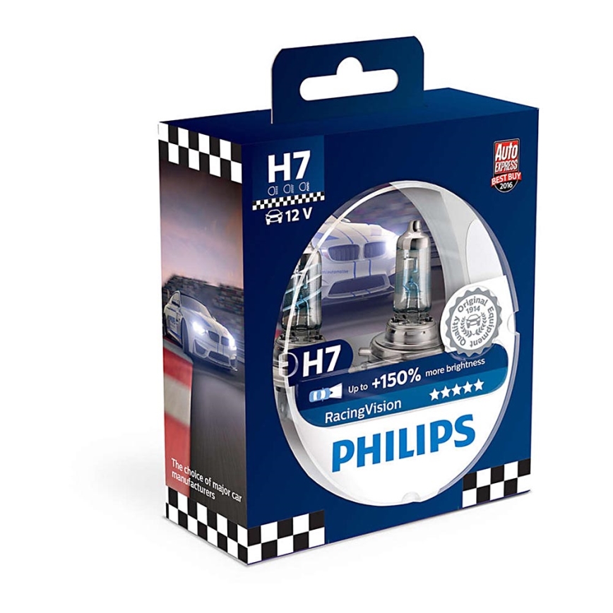 SADA 2x Autožiarovka Philips RACINGVISION 12972RVS2 H7 PX26d/55W/12V 3500K