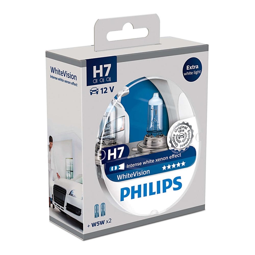 SADA 2x Autožiarovka Philips WHITEVISION 12972WHVSM H7 PX26d/55W/12V 3700K