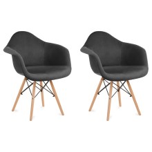 SADA 2x Jedálenská stolička NEREA 80x60,5 cm šedá/buk
