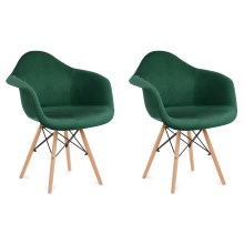 SADA 2x Jedálenská stolička NEREA 80x60,5 cm zelená/buk