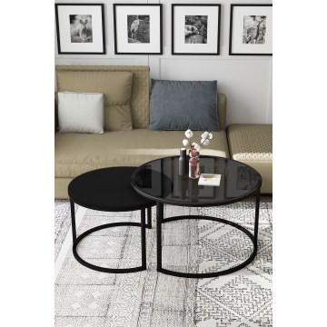 SADA 2x Konferenčný stolík BORA pr. 57/75 cm čierna