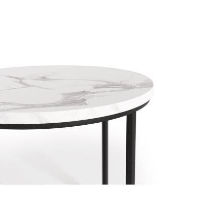 SADA 2x Konferenčný stolík OREO pr. 43/53 cm čierna/dekor mramoru
