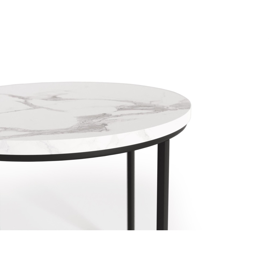 SADA 2x Konferenčný stolík OREO pr. 43/53 cm čierna/dekor mramoru