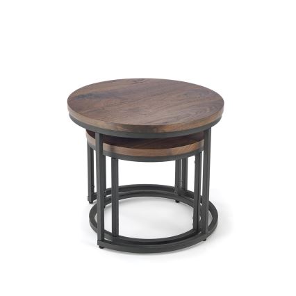 SADA 2x Konferenčný stolík OREO pr. 43/53 cm čierna/orech