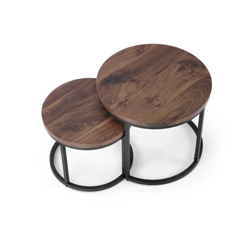 SADA 2x Konferenčný stolík OREO pr. 43/53 cm čierna/orech