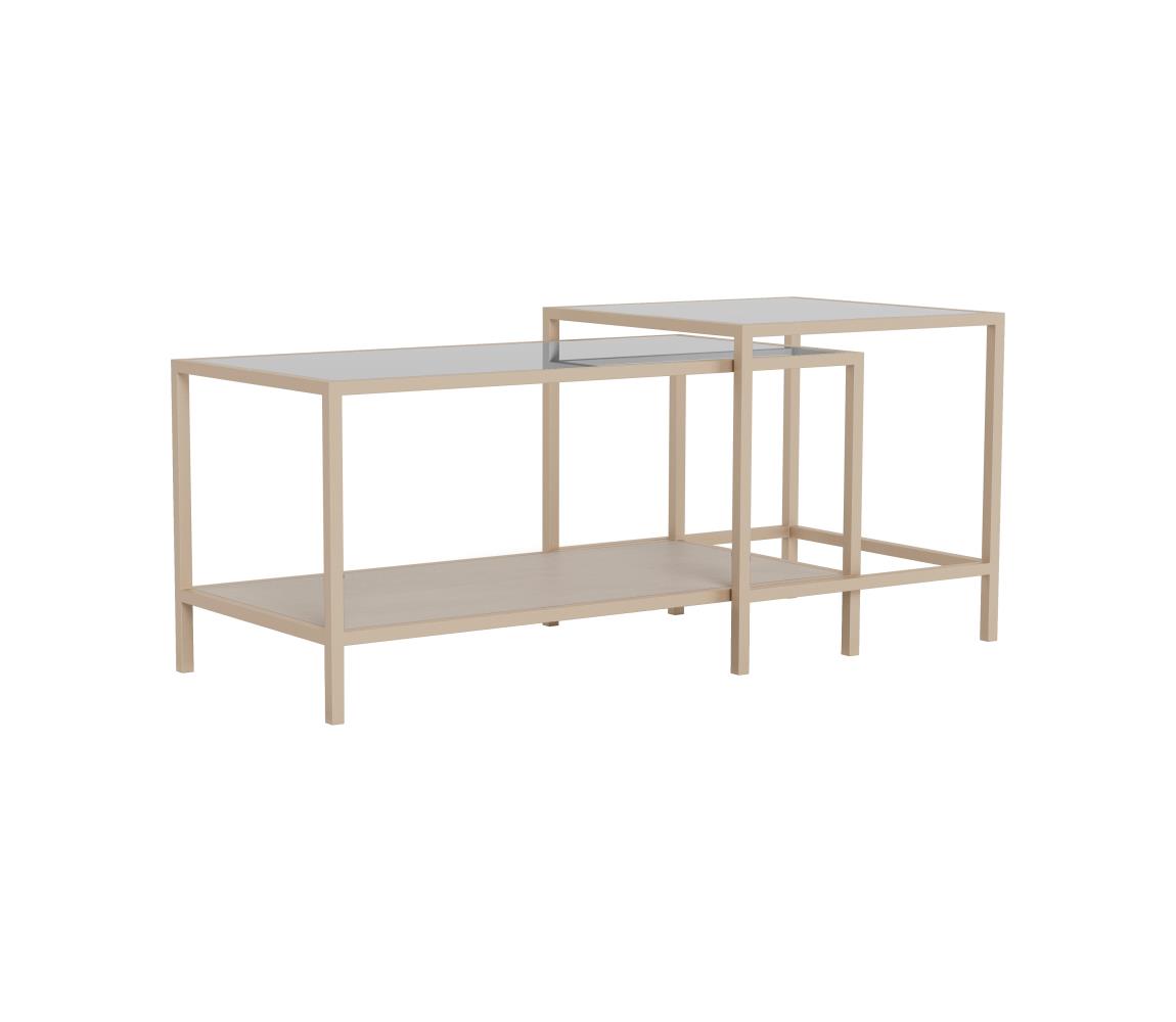SADA 2x Konferenčný stolík SARON 90x50 cm sivá/priehľadná 0000111726