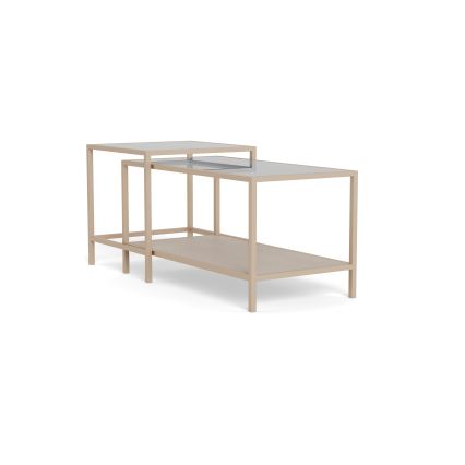 SADA 2x Konferenčný stolík SARON 90x50 cm sivá/priehľadná