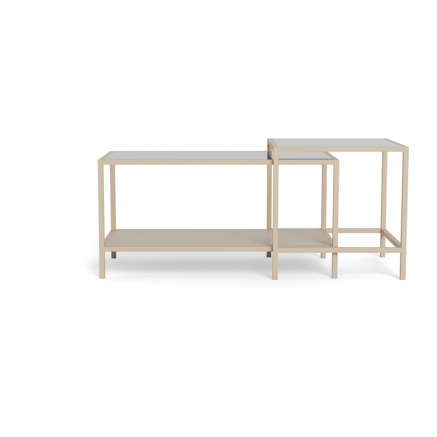 SADA 2x Konferenčný stolík SARON 90x50 cm sivá/priehľadná