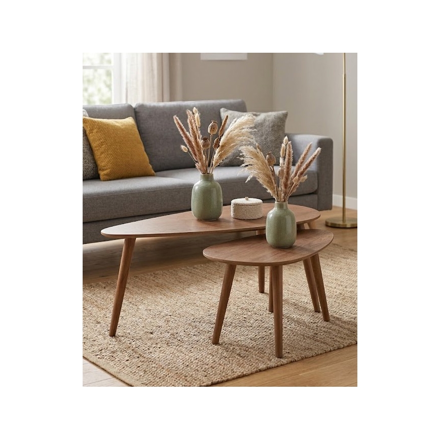 SADA 2x konferenčný stolík SOLE 60/80x30/40 cm orech