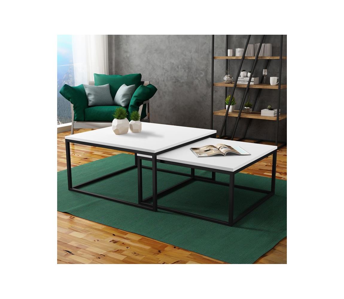 MIRJAN 24 Sada 2x konferenčných stolíkov DUAL 76x76/66x66 cm čierna/biela