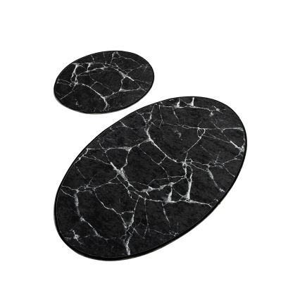 SADA 2x Kúpeľňová predložka MARBLE 50x60/60x100 cm čierna