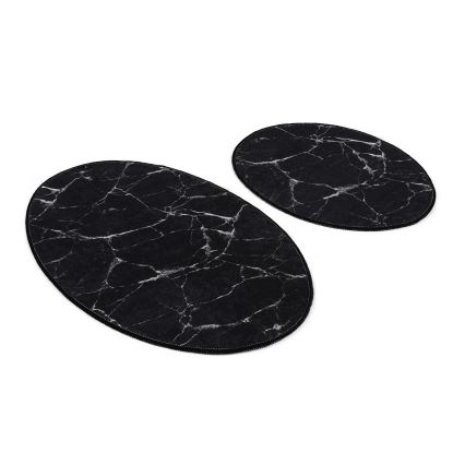 SADA 2x Kúpeľňová predložka MARBLE 50x60/60x100 cm čierna