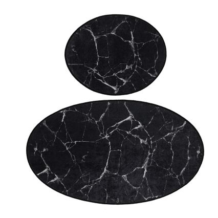SADA 2x Kúpeľňová predložka MARBLE 50x60/60x100 cm čierna