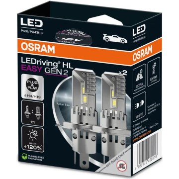 SADA 2x LED Autožiarovka LEDriving H4/H19 P43t/PU43T-3/25W/12V 6500K - Osram